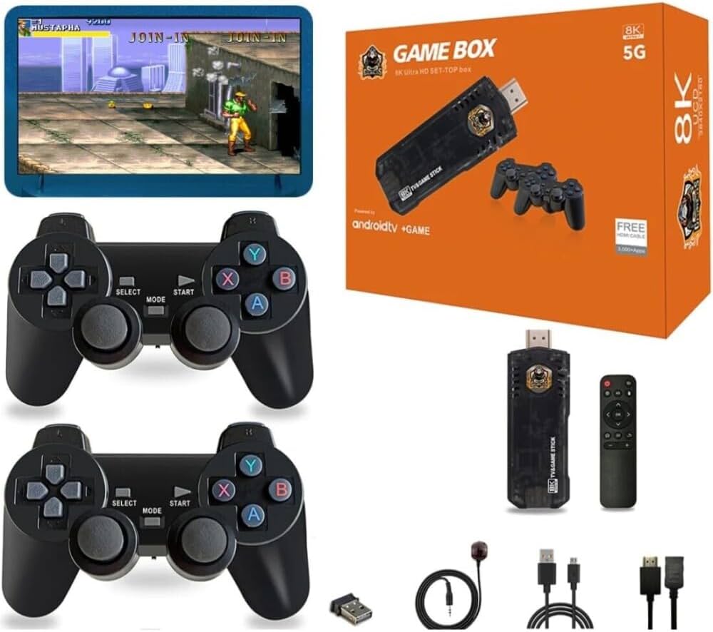 2024 K8 Game Stick 4K HD Output 40000 3D Games 64GB Mini Small Box TV Gaming Console for PSP PS1 M8 Retro Video Game Console