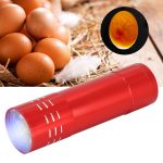 YIWAN 9 Bright Cold LED Flash Stainless Steel Metal Mini Eggs Tester Candling Torch - RED