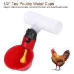 1 Pcs Chicken Automatic Water Drinking Cup Feeder Plastic Easy Installation With T - Red